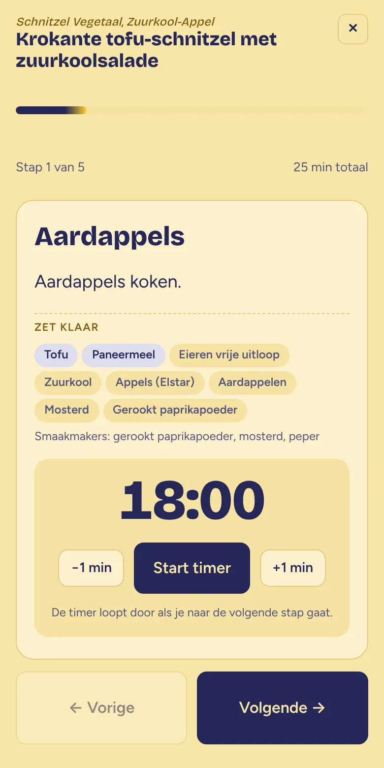 Kookmodus met een timer
